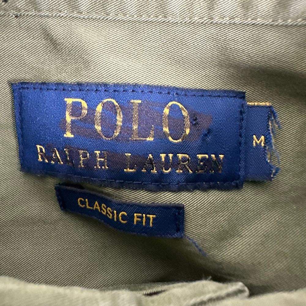 Polo Ralph Lauren Mens Twill Utility Shirt M Green Classic Fit snap long sleeve - Picture 4 of 16